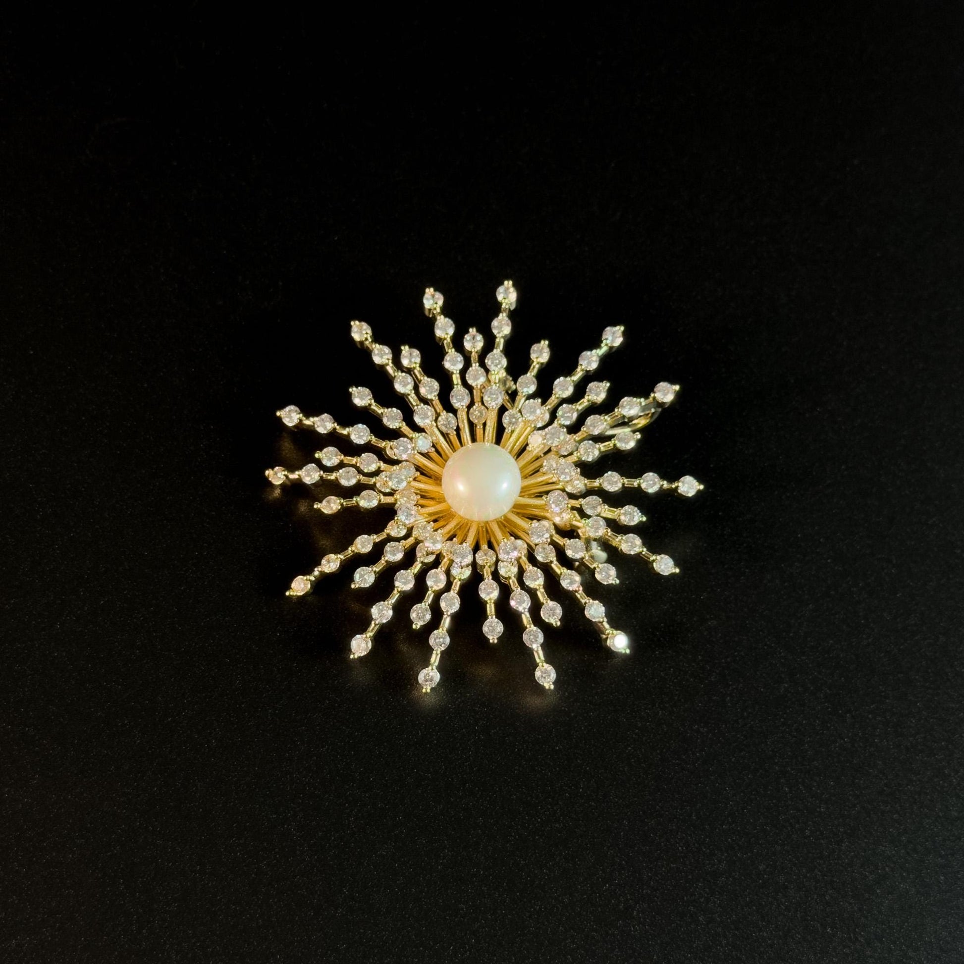 Golden Pearl Sunflower Brooch