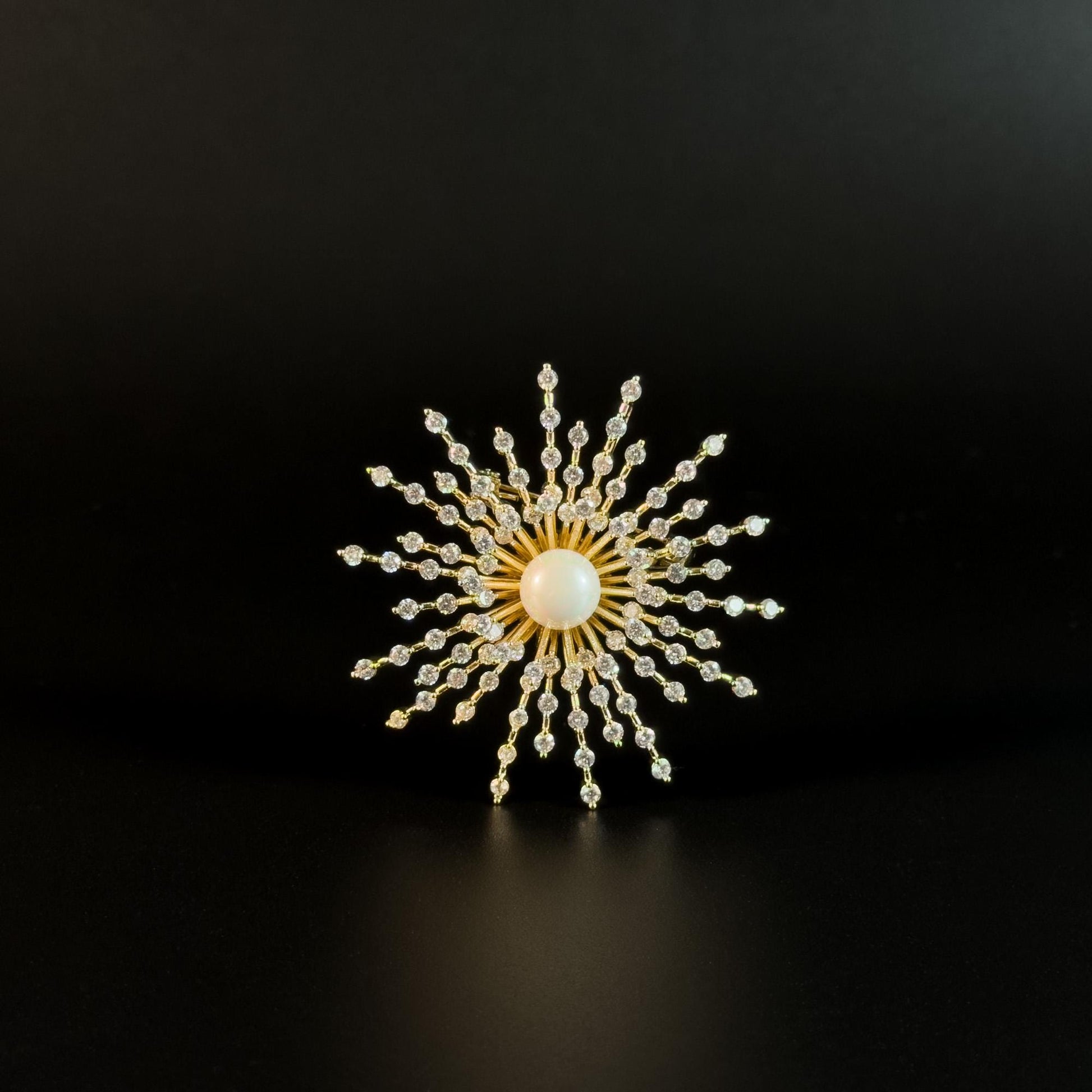 Golden Pearl Sunflower Brooch