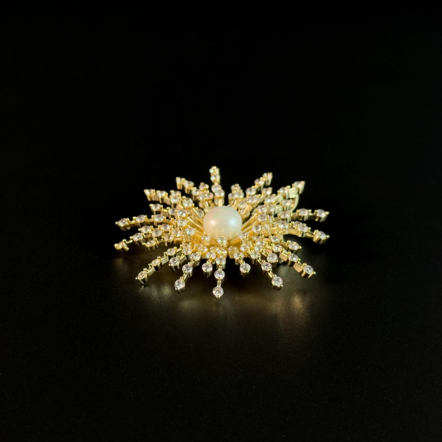 Golden Pearl Sunflower Brooch