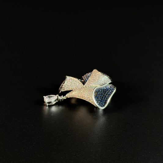 Dark Blue Bow Pendant Brooch