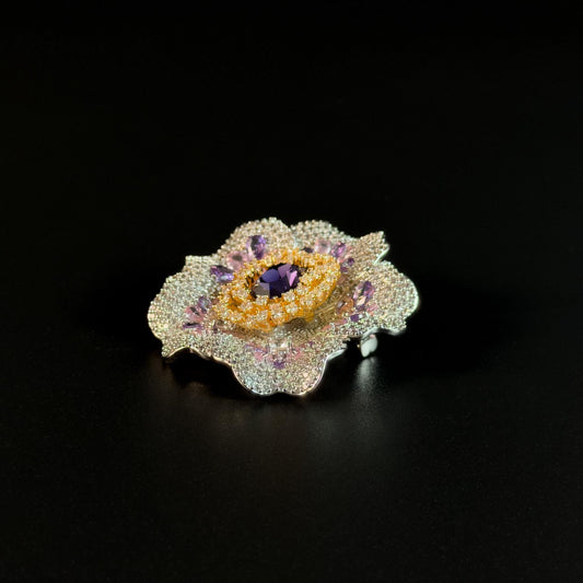 Zirconia Peony Brooch