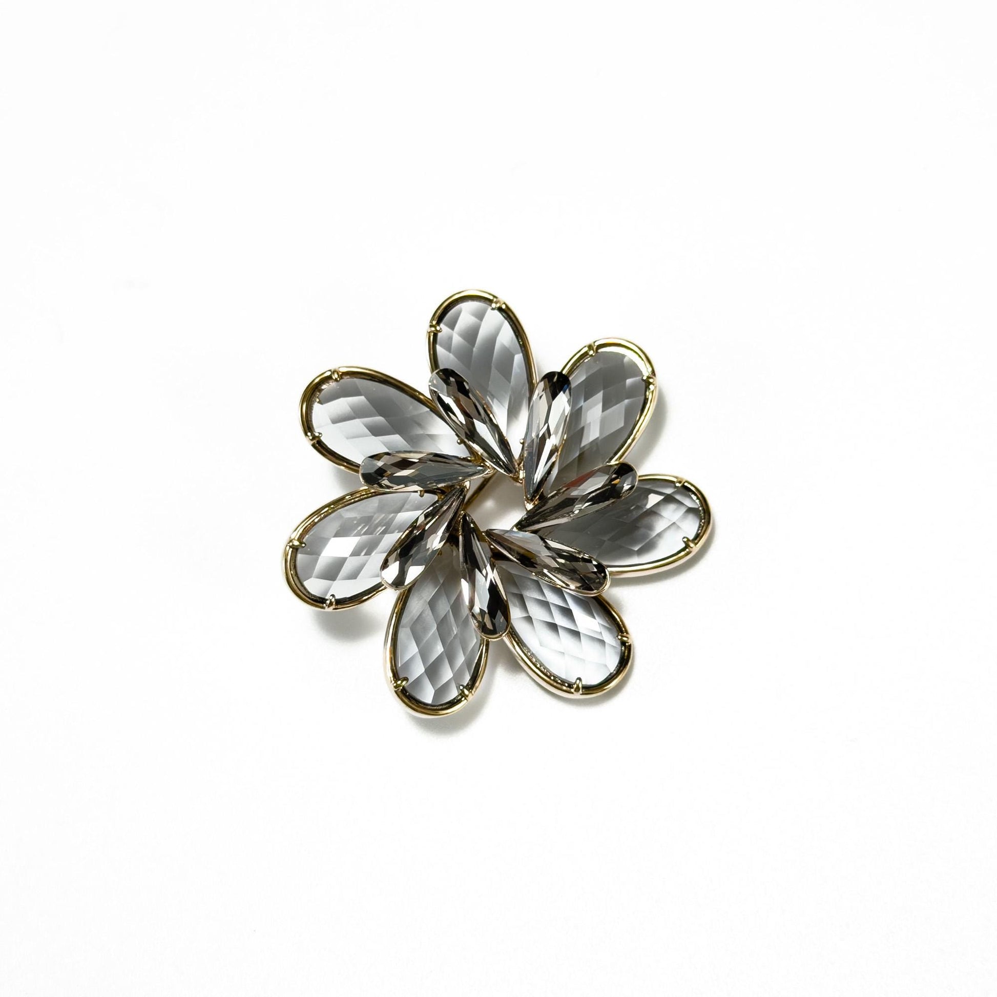 Grey Crystal Flower Brooch