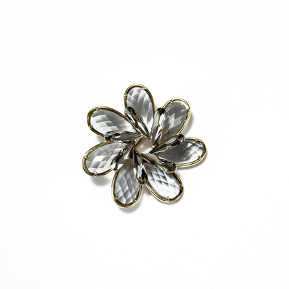 Grey Crystal Flower Brooch