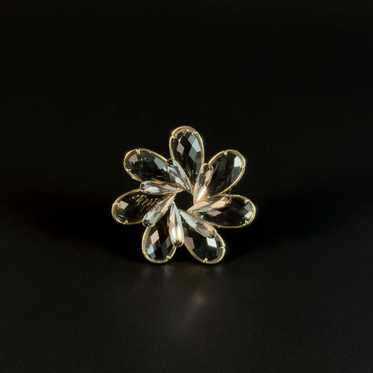 Grey Crystal Flower Brooch