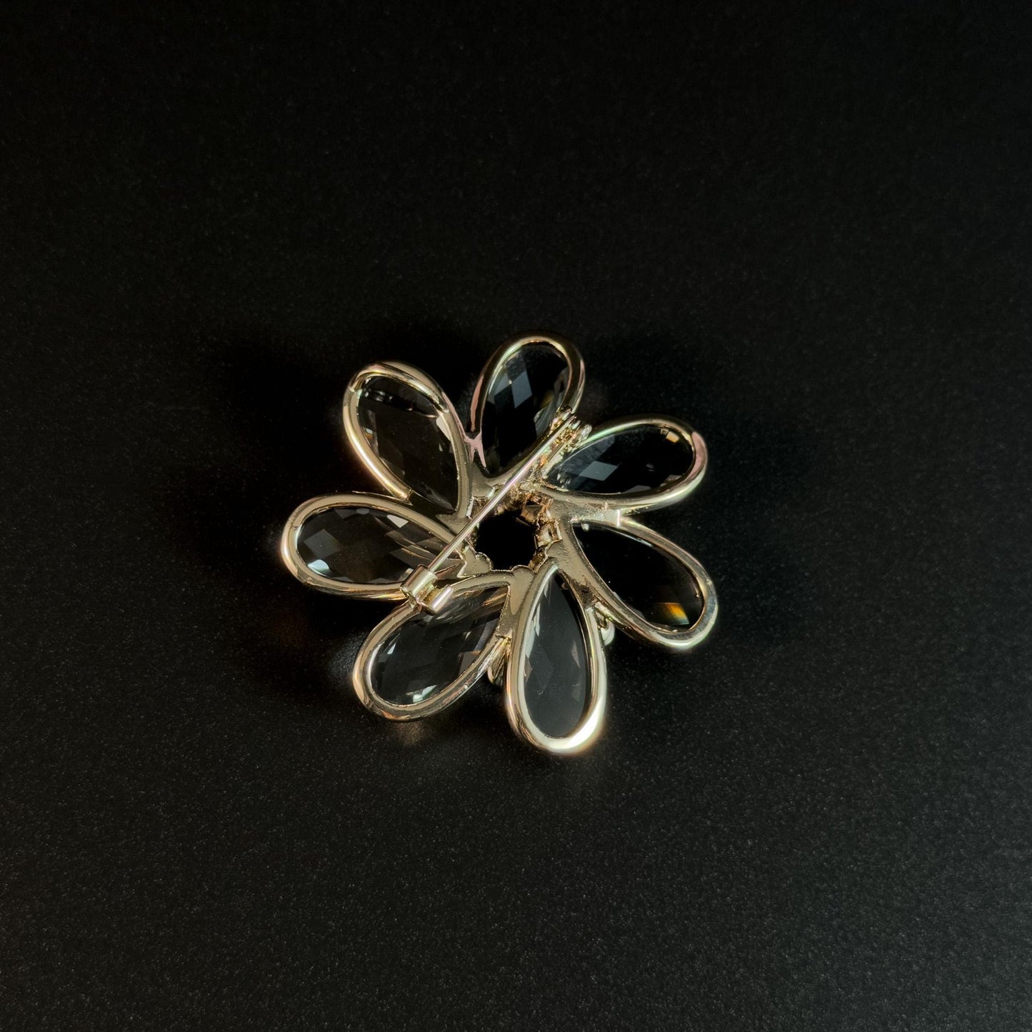 Grey Crystal Flower Brooch