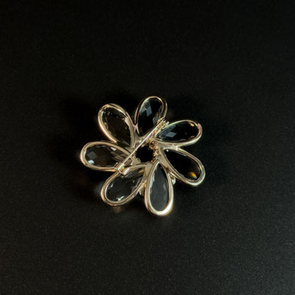 Grey Crystal Flower Brooch