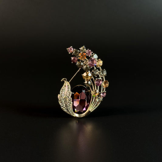 Zircon Feather Brooch