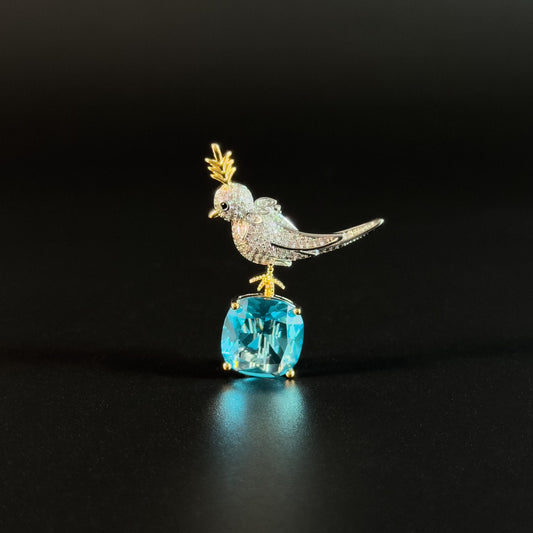 Sky Blue Zircon Bird Brooch