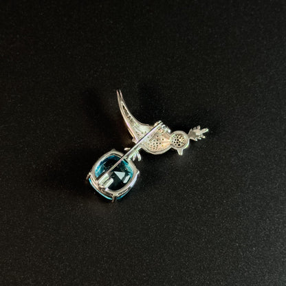 Sky Blue Zircon Bird Brooch