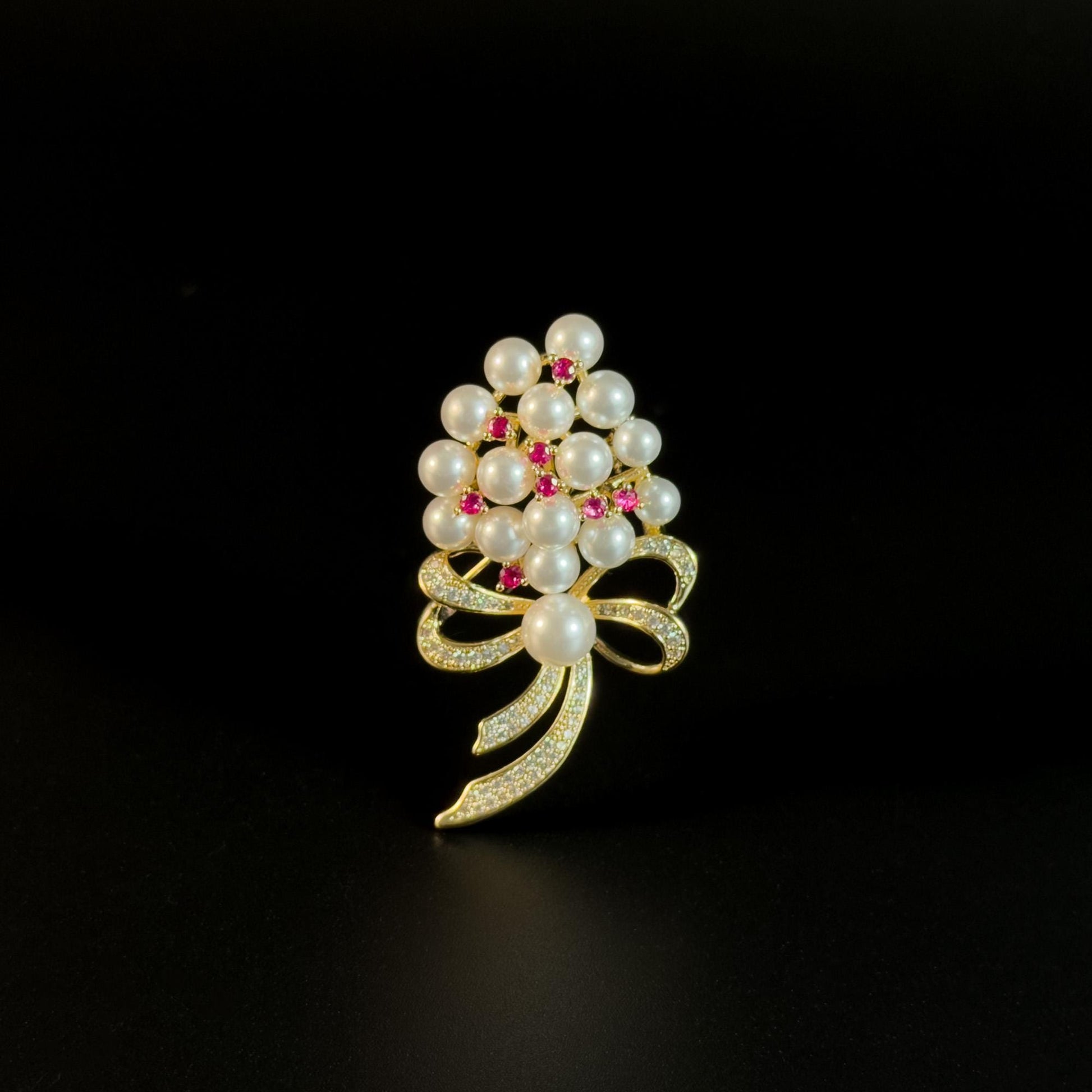 Pearl Bow Bouquet Brooch