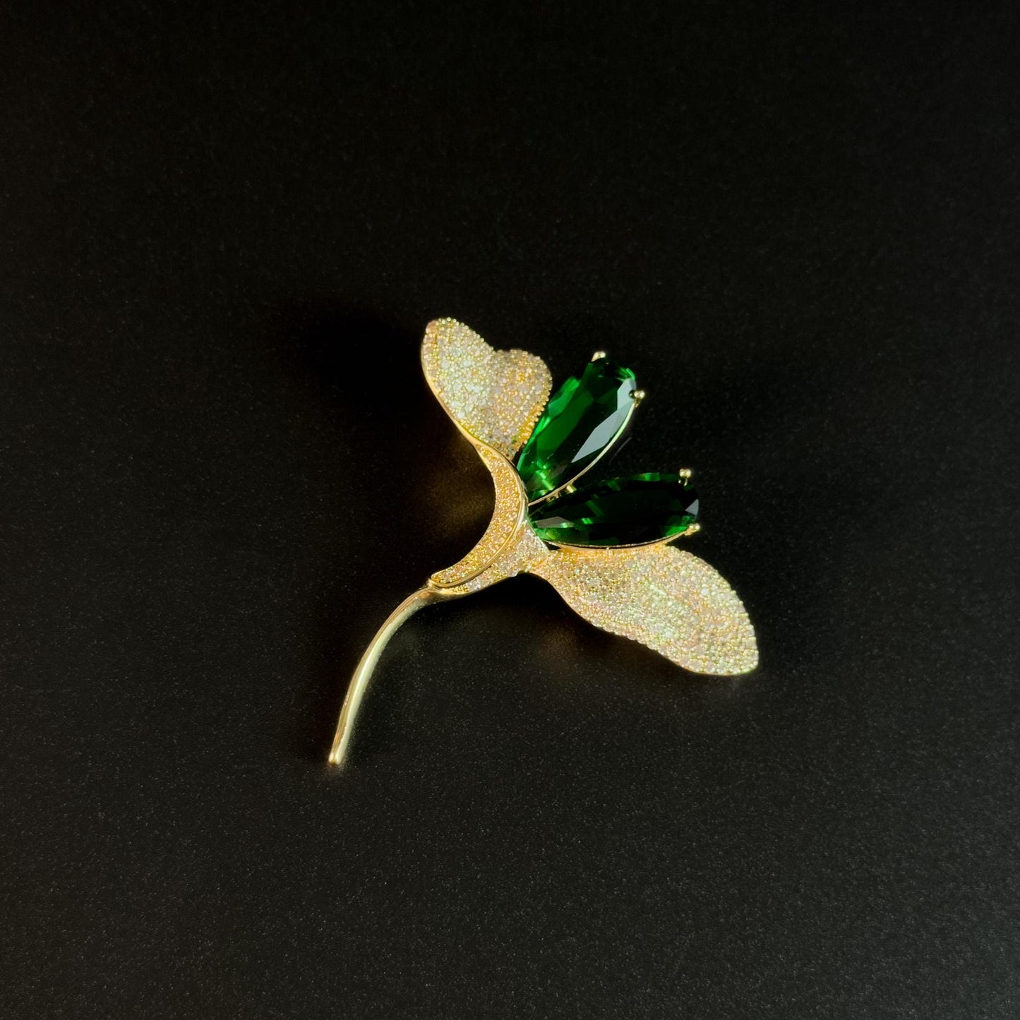 Green Zircon Flower Brooch