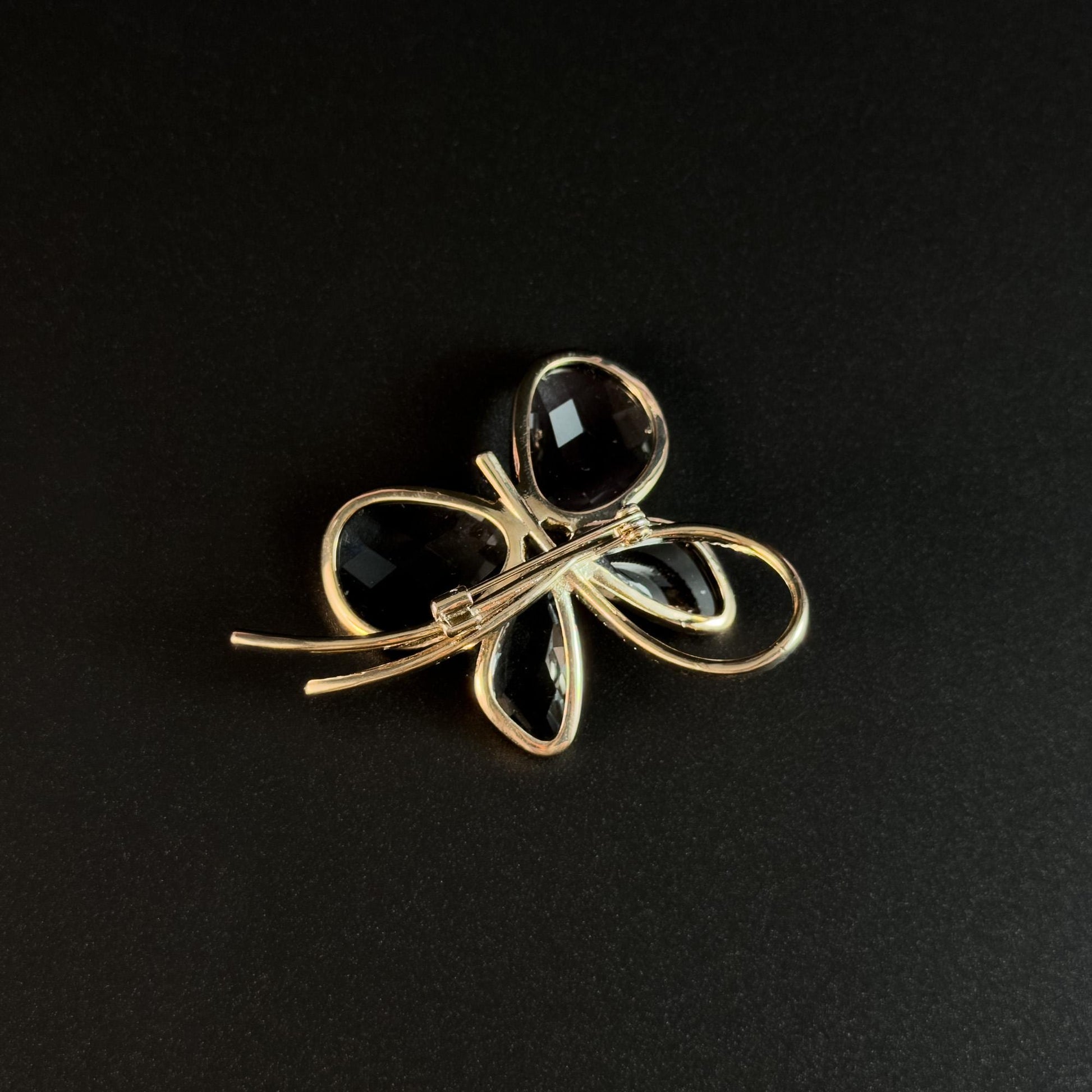 Grey Crystal Butterfly Brooch
