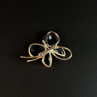 Grey Crystal Butterfly Brooch