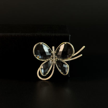 Grey Crystal Butterfly Brooch
