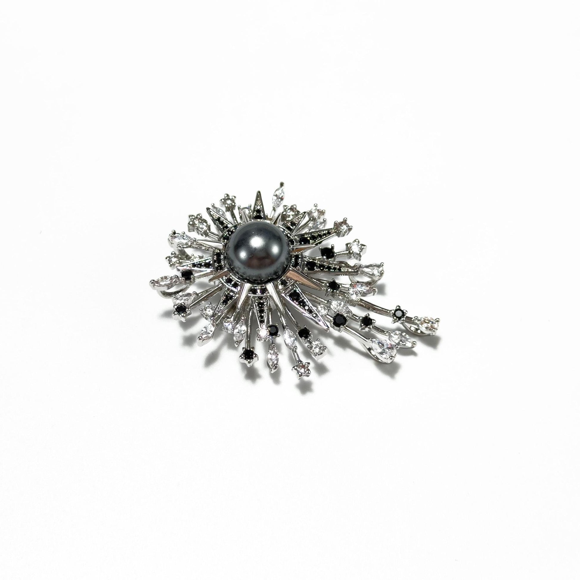Dazzling Sunflower Black Pearl Brooch