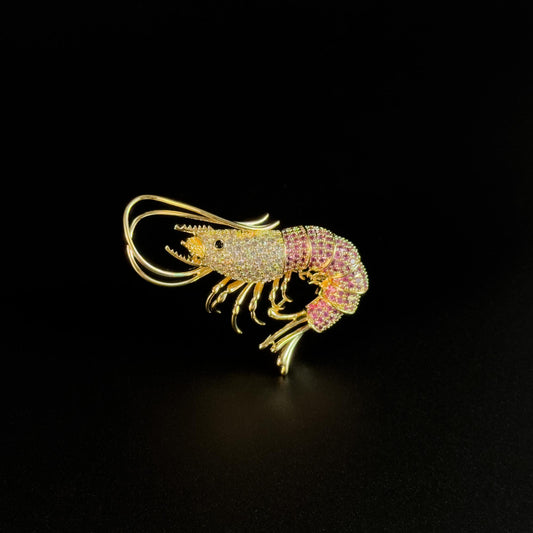 Golden Shrimp Brooch