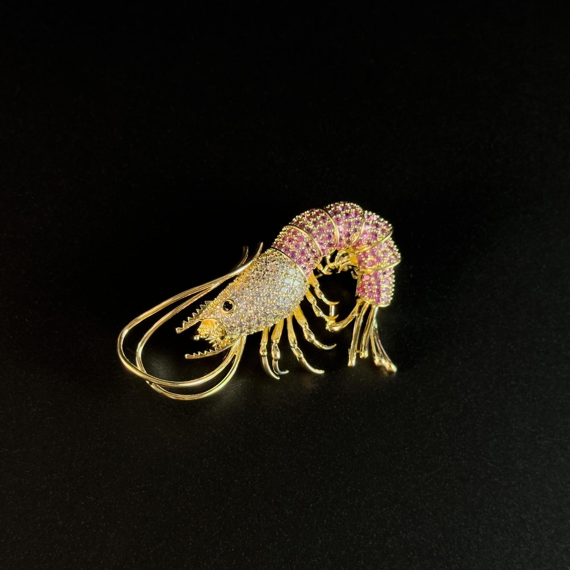 Golden Shrimp Brooch