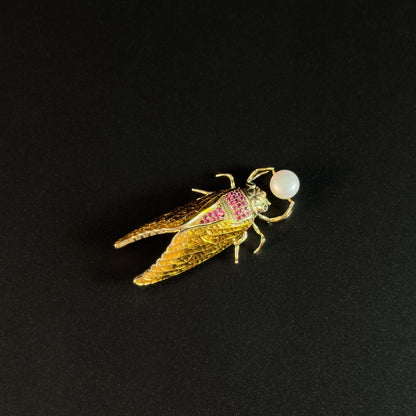 Pearl Cicada Brooch