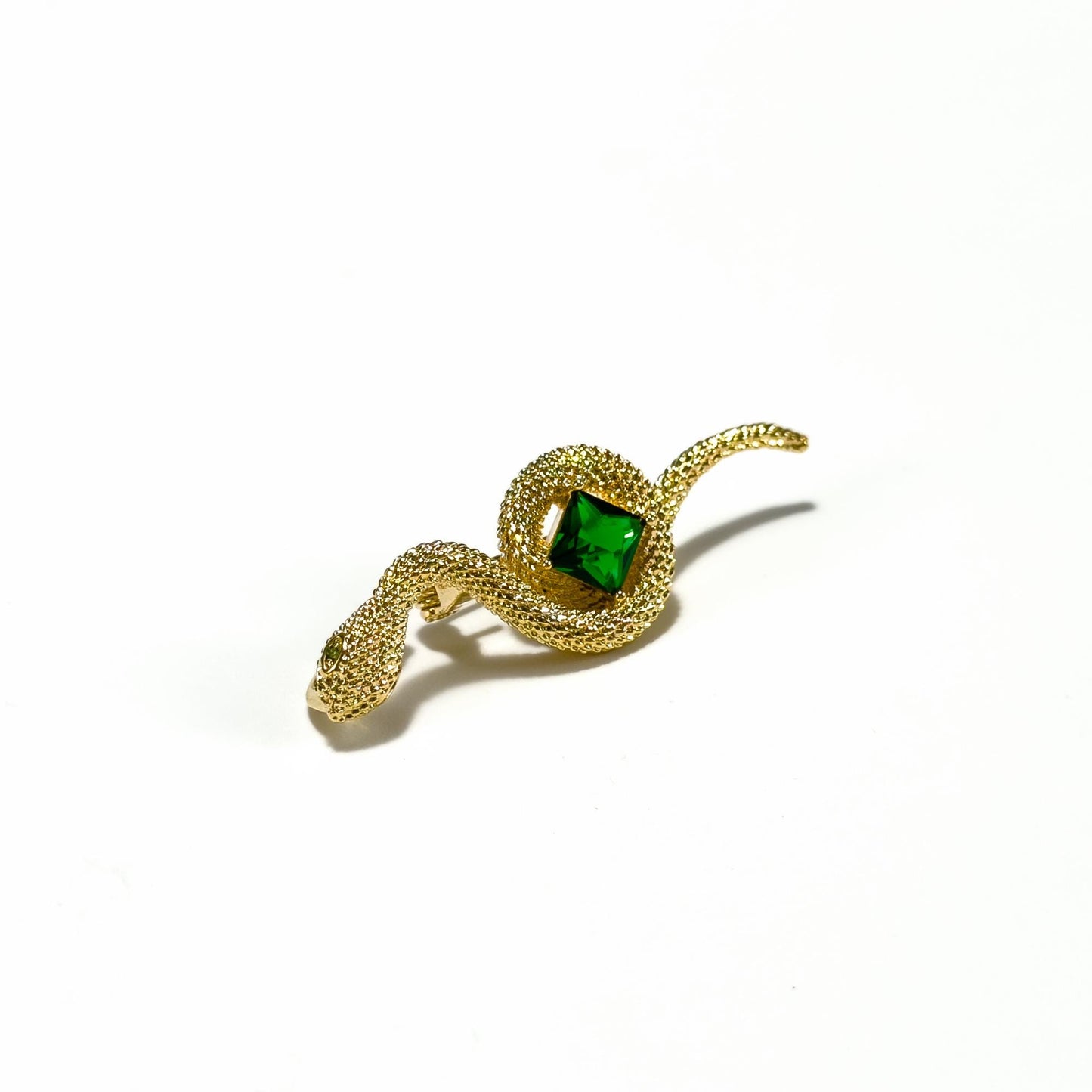 Green Zircon Gold Snake Brooch