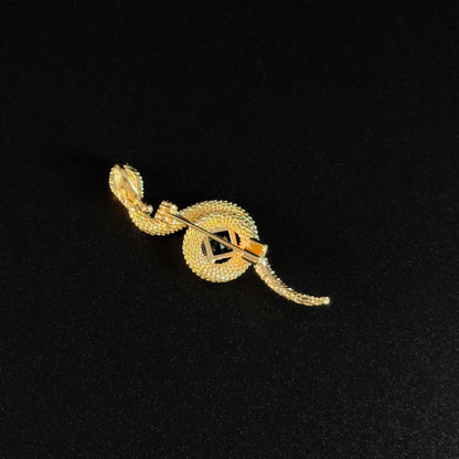 Green Zircon Gold Snake Brooch
