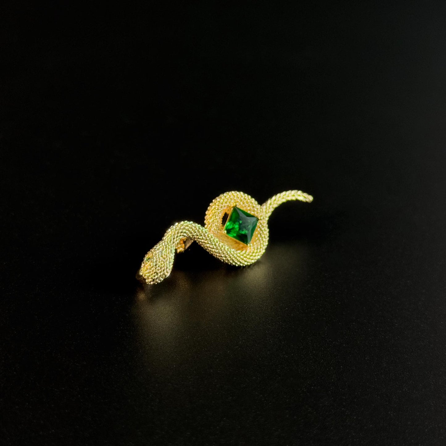 Green Zircon Gold Snake Brooch