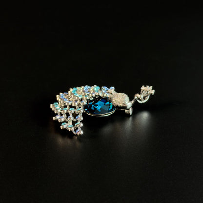 Sapphire Peacock Brooch