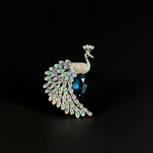 Sapphire Peacock Brooch