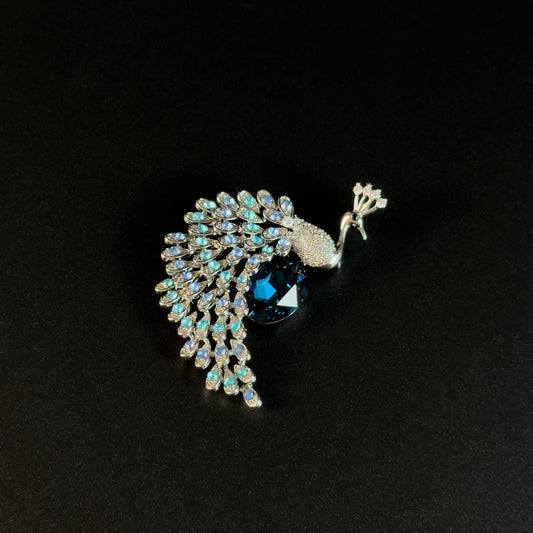 Sapphire Peacock Brooch