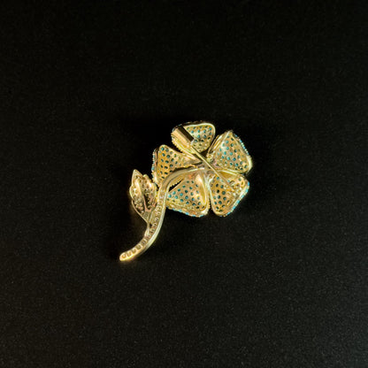 Blue Camellia Brooch