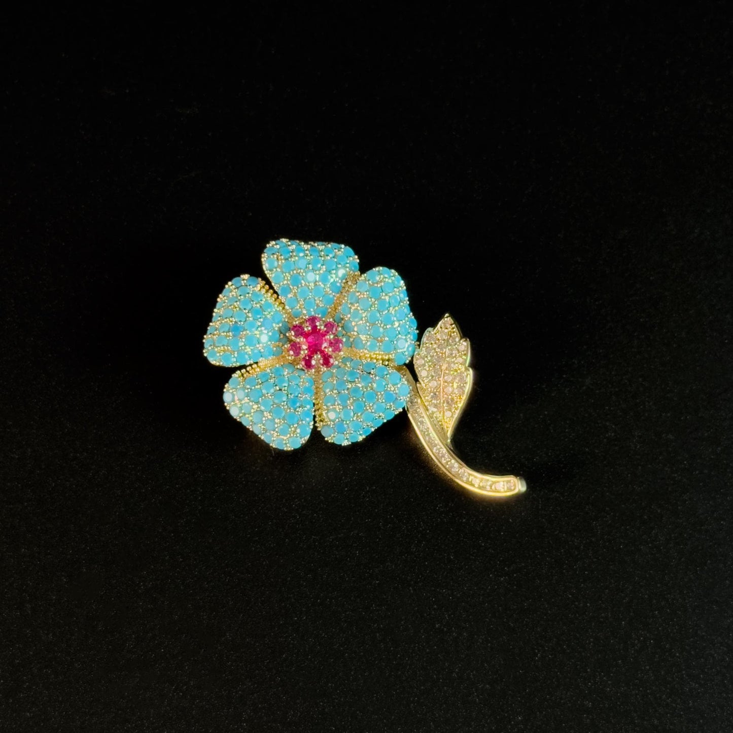 Blue Camellia Brooch