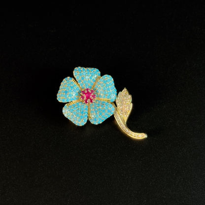 Blue Camellia Brooch