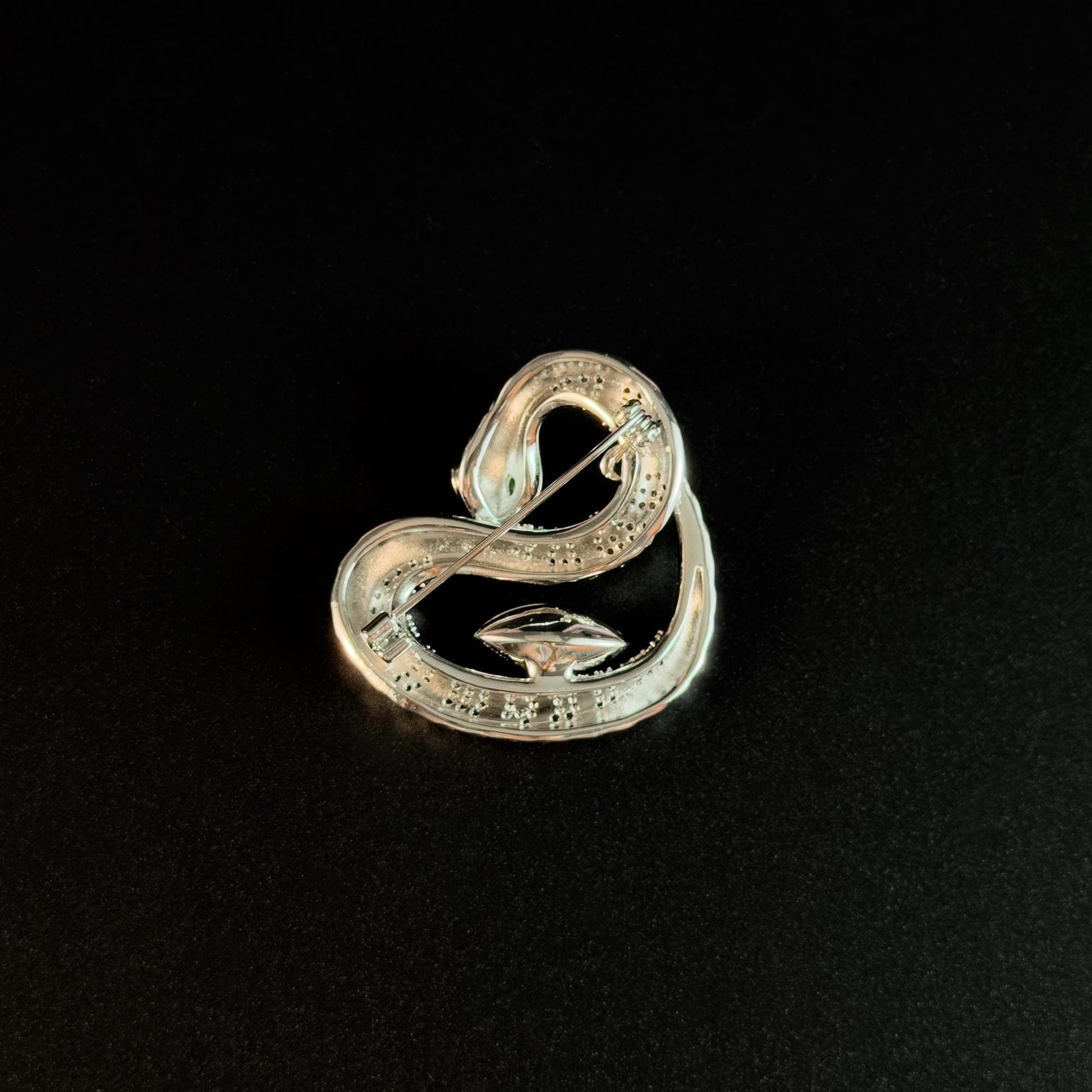Green Zircon Heart-Shaped Snake Brooch