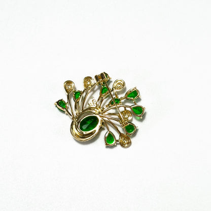 Auxo · Verdant Fan-Tail Peacock Brooch
