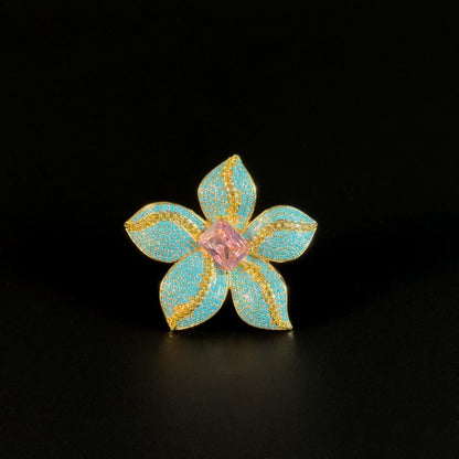 Astydamia · Azure Butterfly and Flower Brooch