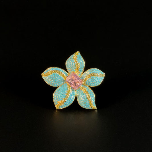Astydamia · Azure Butterfly and Flower Brooch