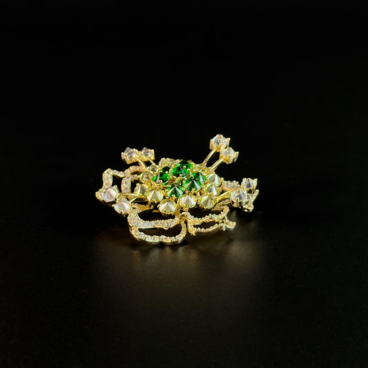 Asius · Verdant Openwork Flower Brooch