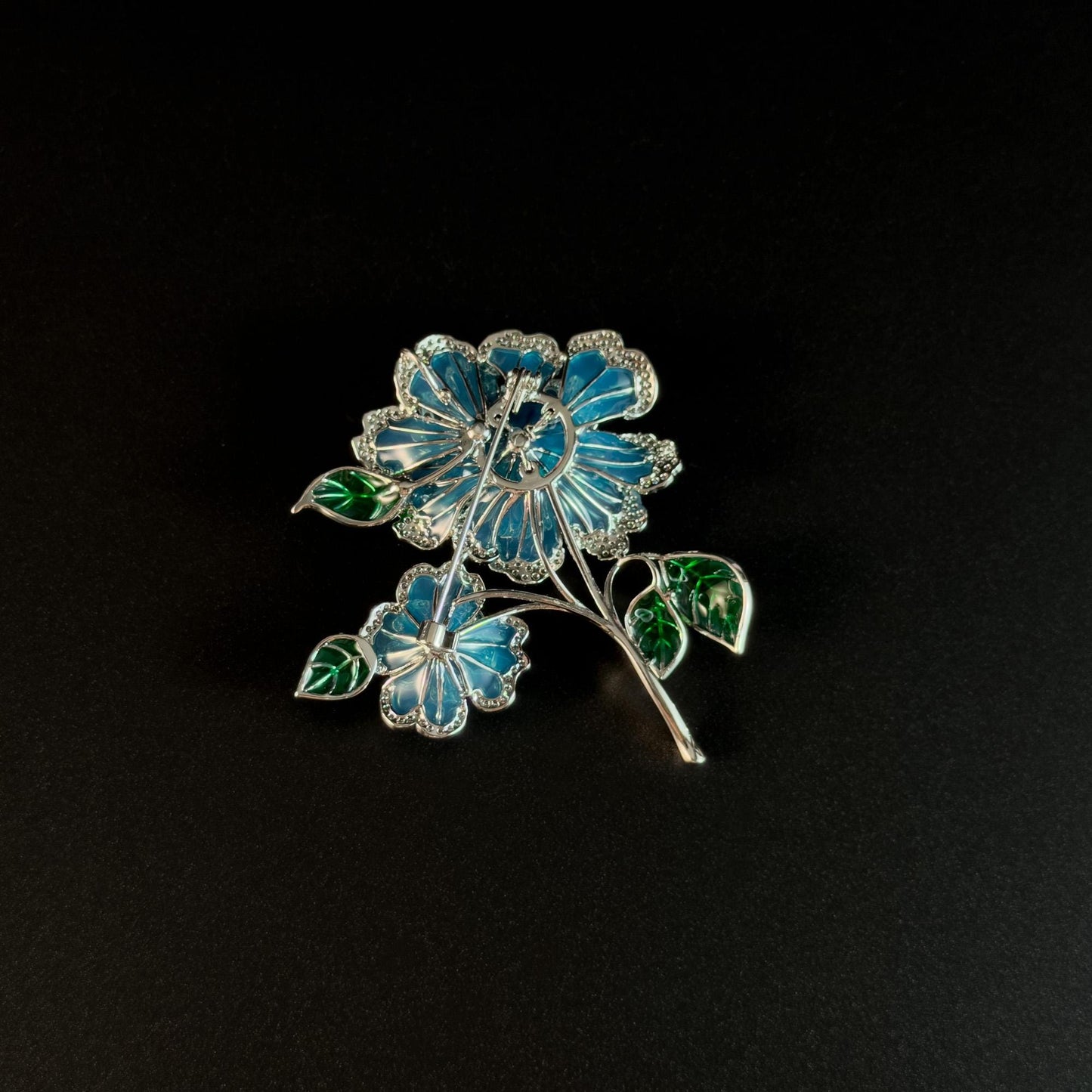 Machaon · Azure Heavily Embellished Peony Brooch
