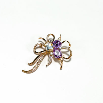 Buphagus · Violet Multi-Strand Bow Brooch