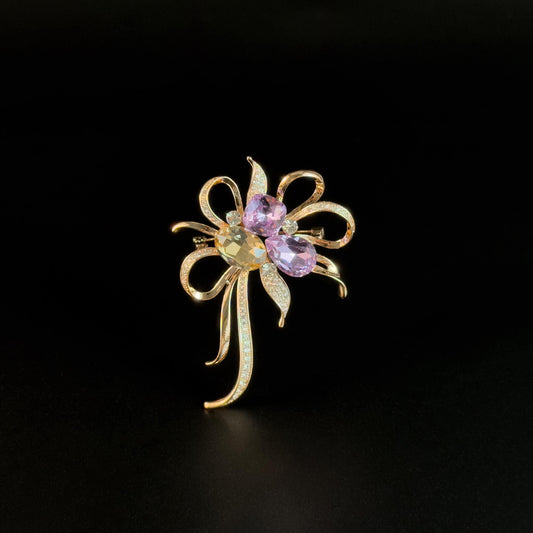 Buphagus · Violet Multi-Strand Bow Brooch