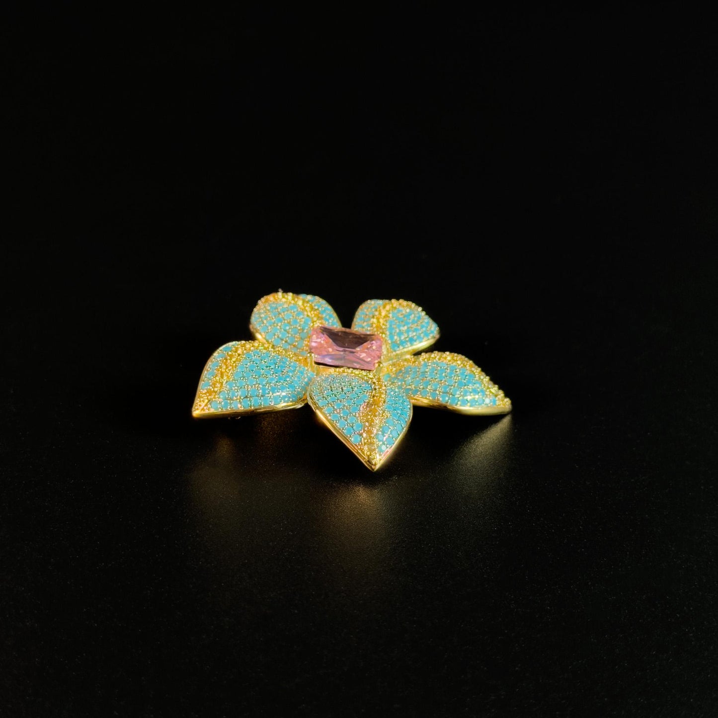 Astydamia · Azure Butterfly and Flower Brooch