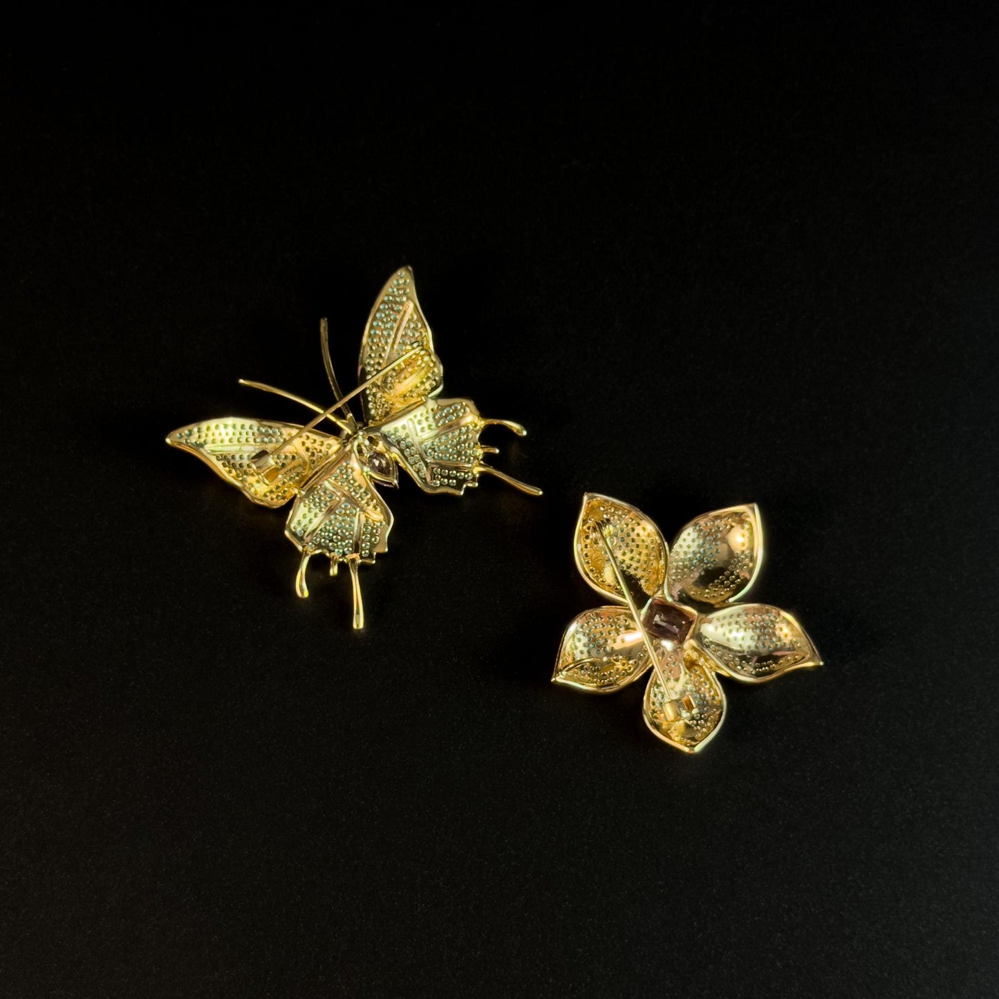 Astydamia · Azure Butterfly and Flower Brooch