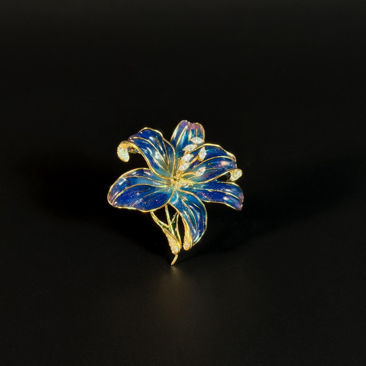 Acamas · Azure Enameled Lily Brooch