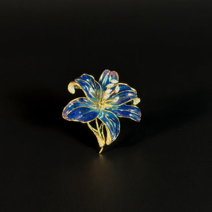 Acamas · Azure Enameled Lily Brooch