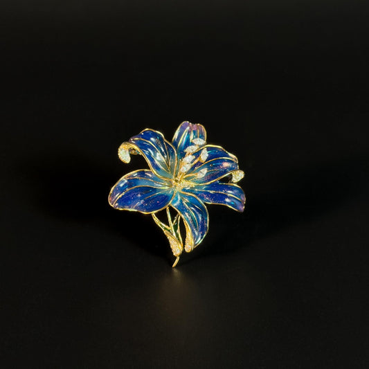 Acamas · Azure Enameled Lily Brooch