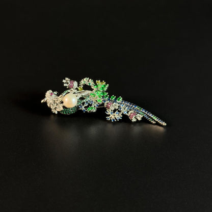 Agapenor · Verdant Long-Tailed Bird Brooch