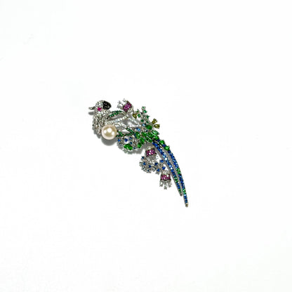 Agapenor · Verdant Long-Tailed Bird Brooch