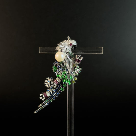 Agapenor · Verdant Long-Tailed Bird Brooch