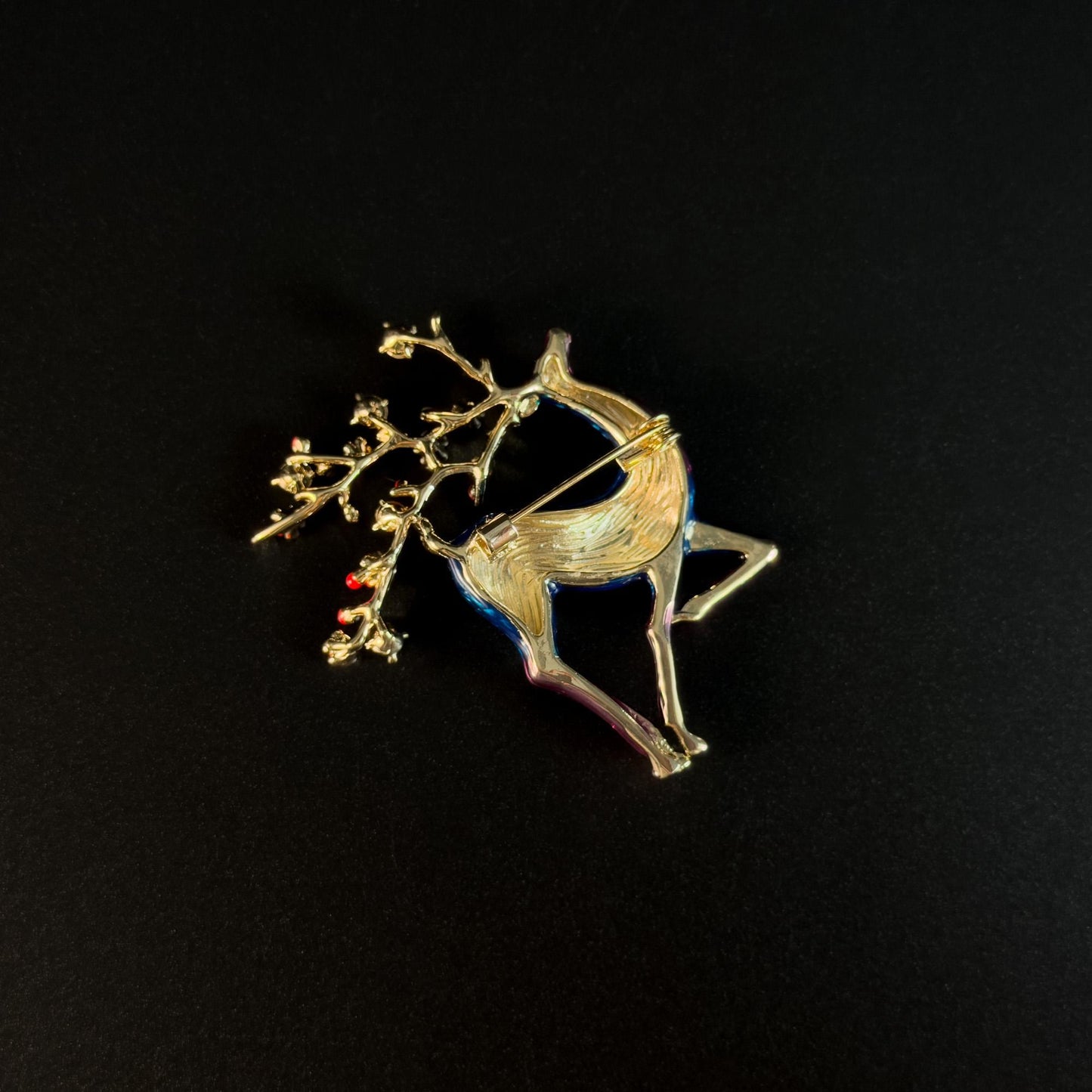 Ancyra · Azure Enameled Deer Brooch