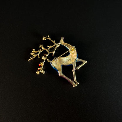 Ancyra · Azure Enameled Deer Brooch