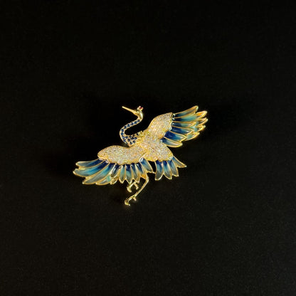 Amyclas · Azure Gradient Crane Wing Brooch